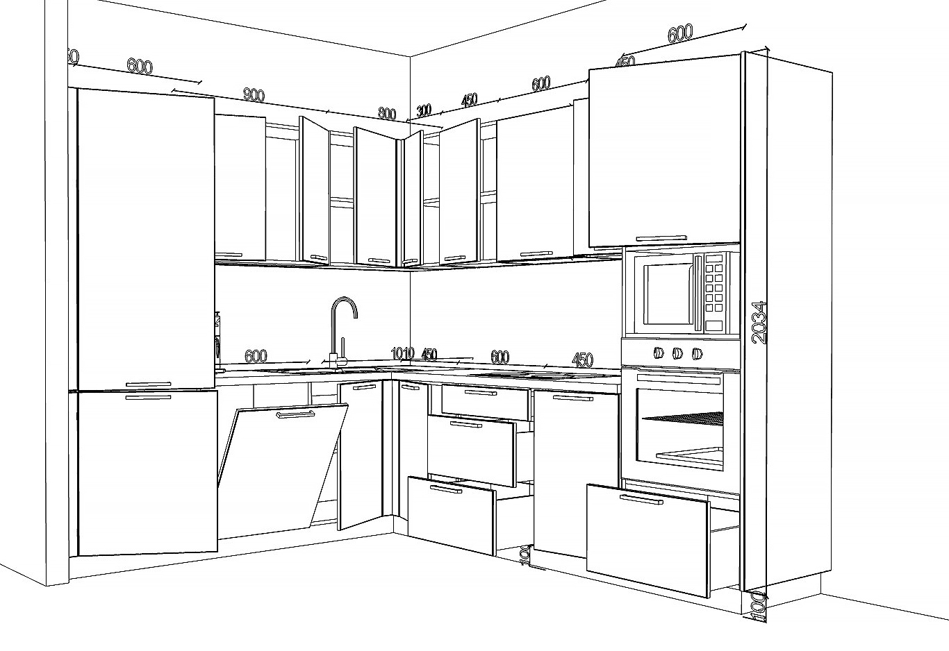 Размеры нижних шкафов кухни зов